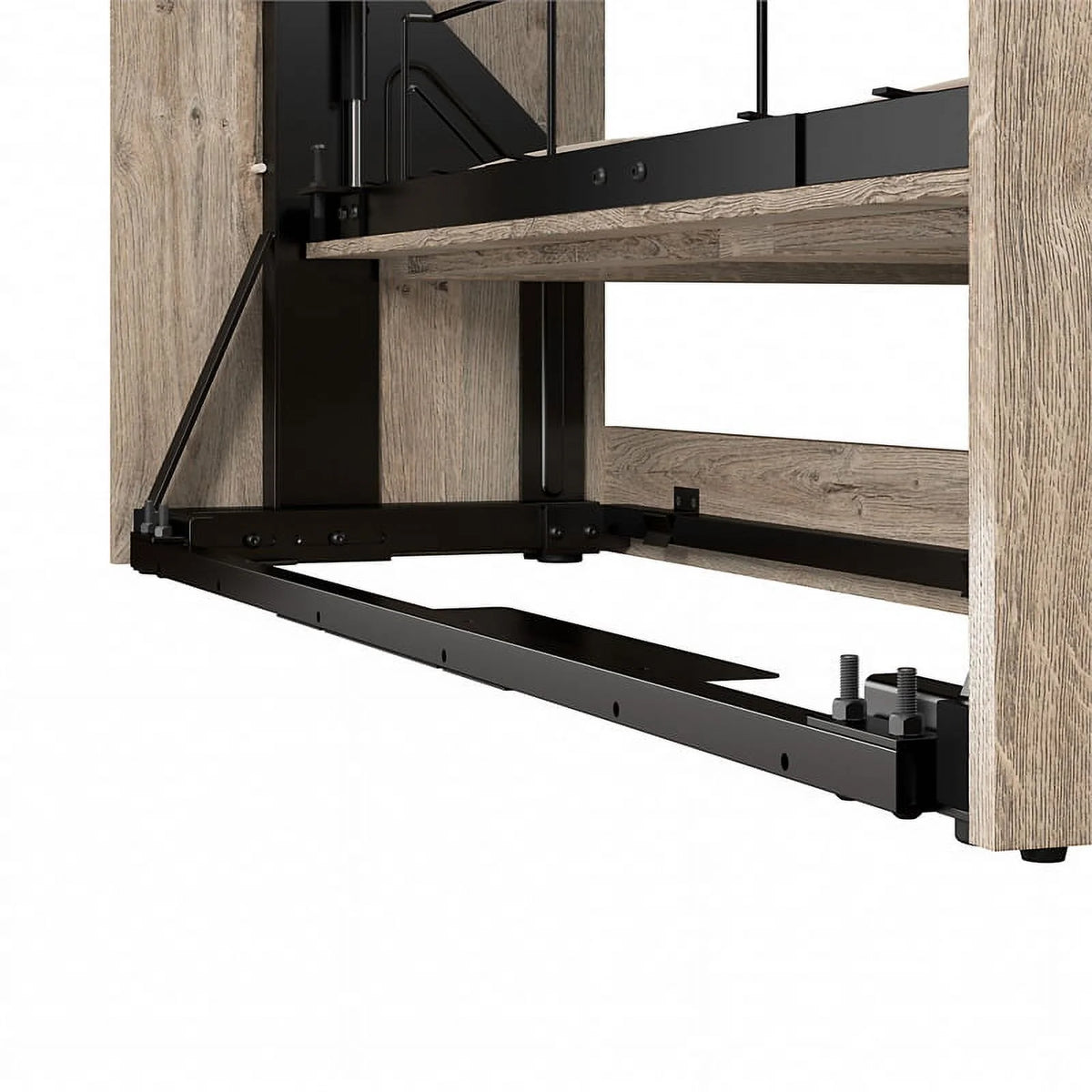 Brown Engineered Wood Full Murphy Bed with Closet Storage G680959