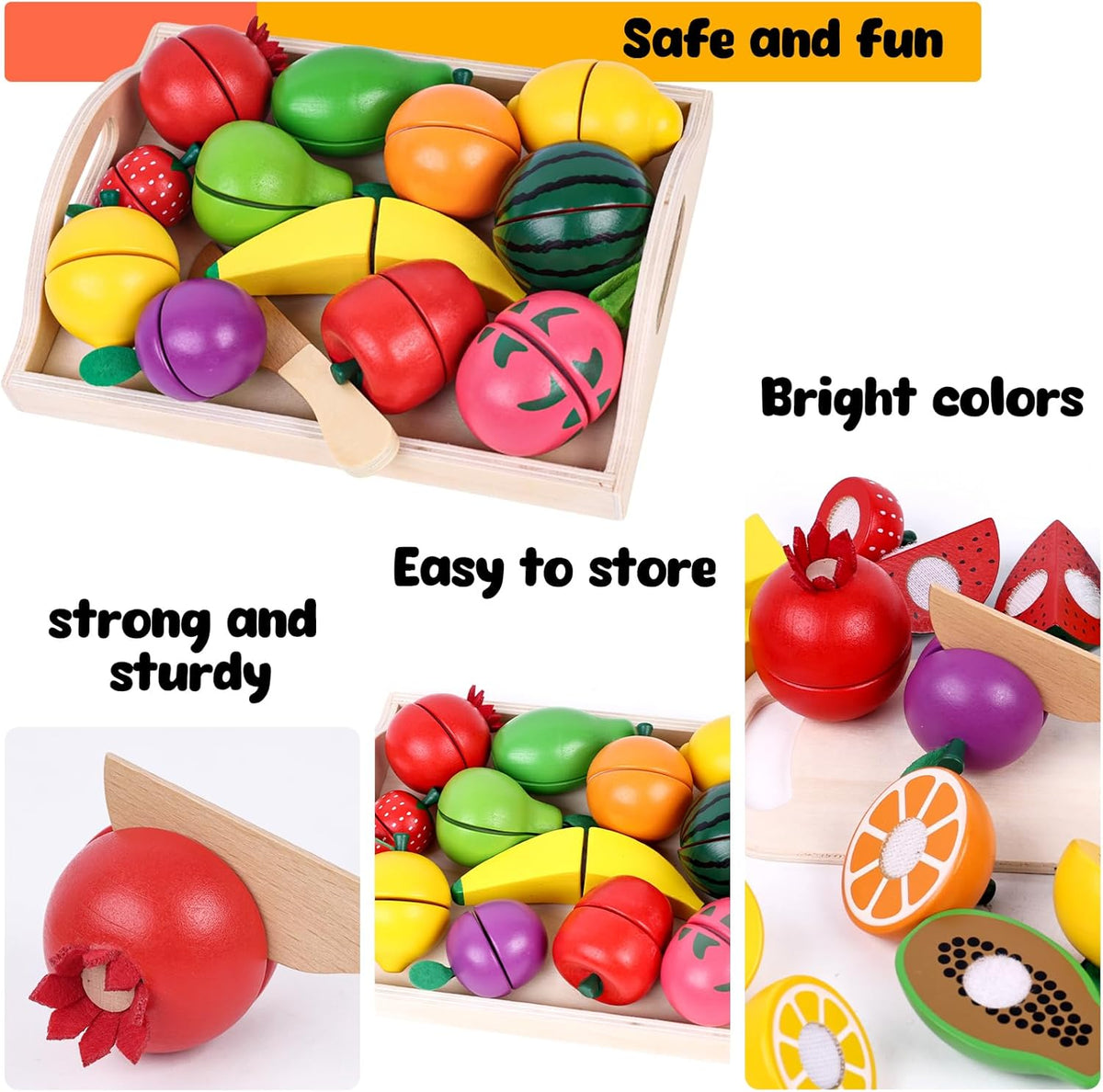 Wooden Play Food Set with Wooden Tray G67300