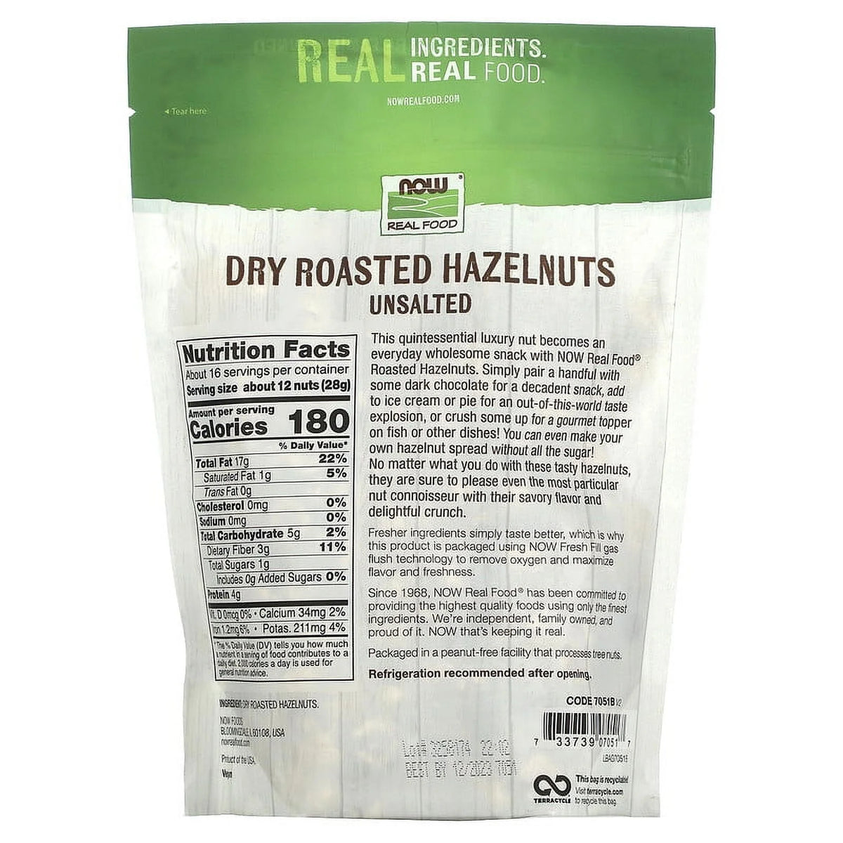 Hazelnuts, Dry Roasted & Unsalted, 16 oz Q5528