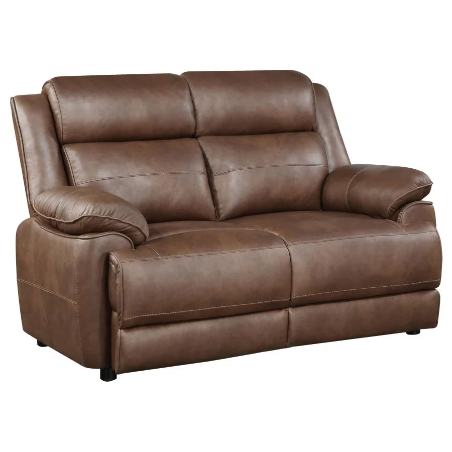 Dark Brown Upholstered Arm Loveseat L44145