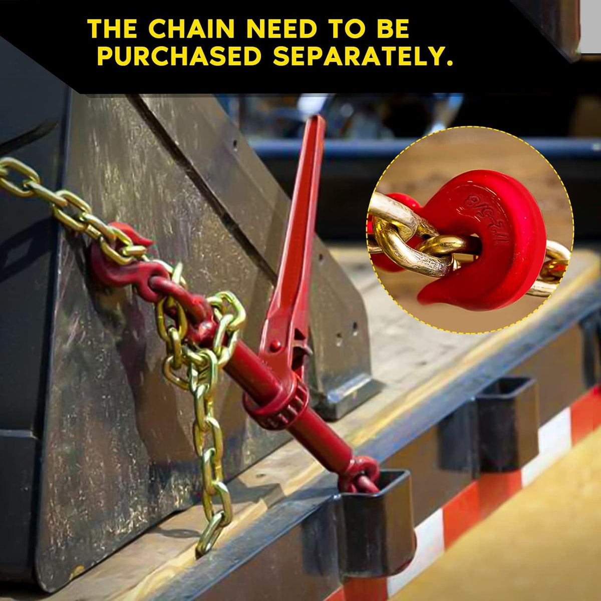 1/2 to 5/8 Inch 2 Pack Ratchet Chain Binder with 2 Grab Hooks 13000 LBS X884