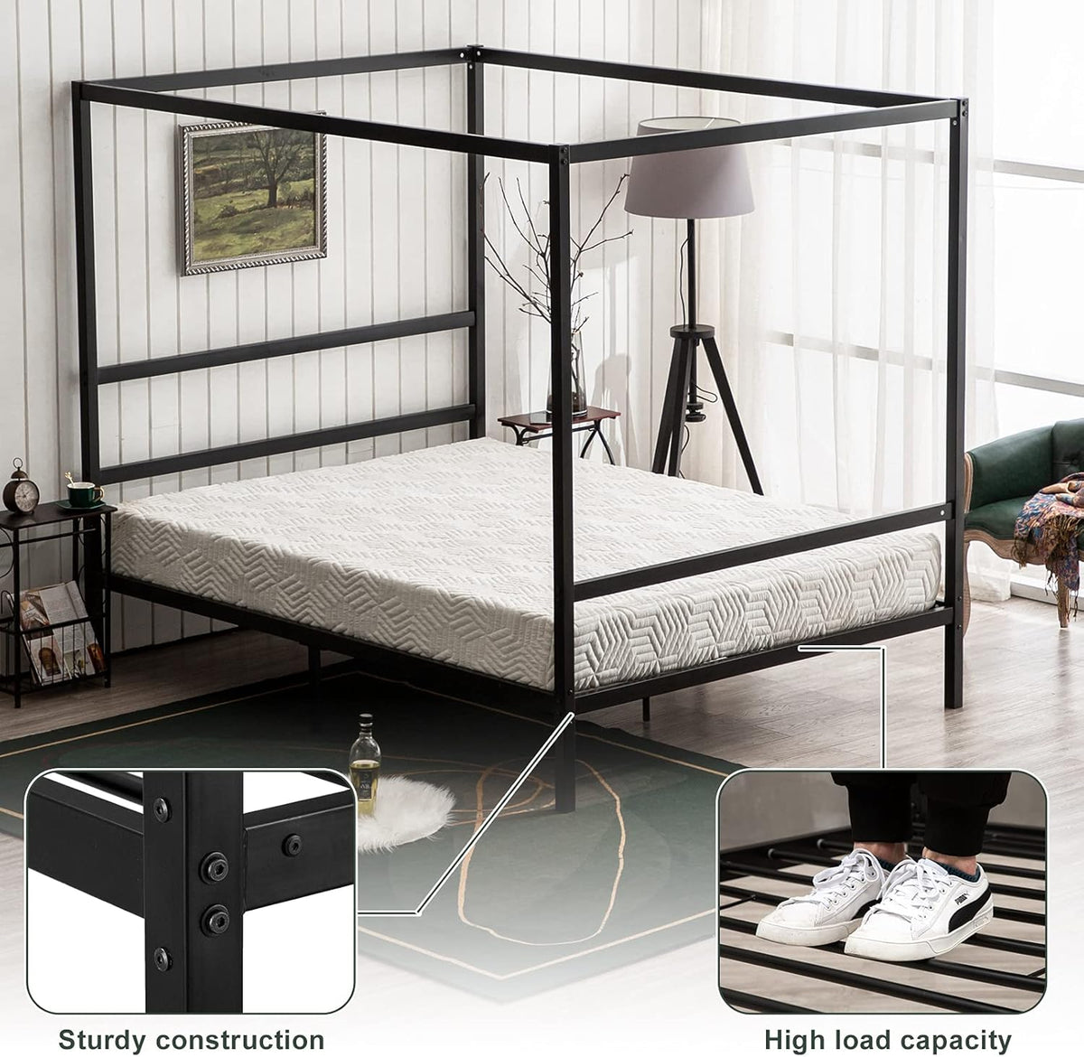 Black Full Size Canopy Bed Frame I280