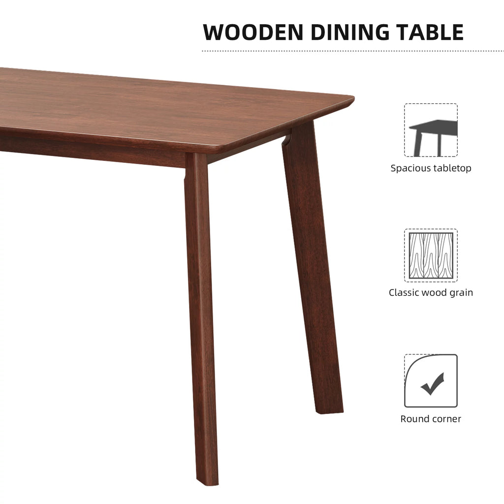 5 Pieces Dining Table Set with 4 Chairs Solid Rubberwood O946
