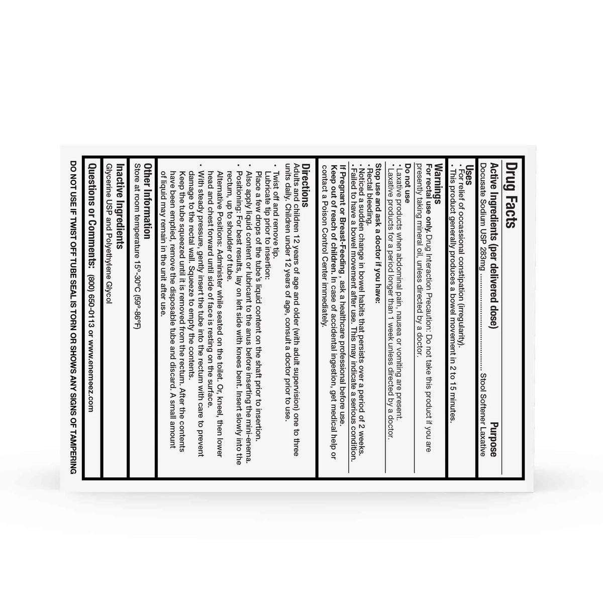 30 Count Docusate Sodium Mini Enema K85369