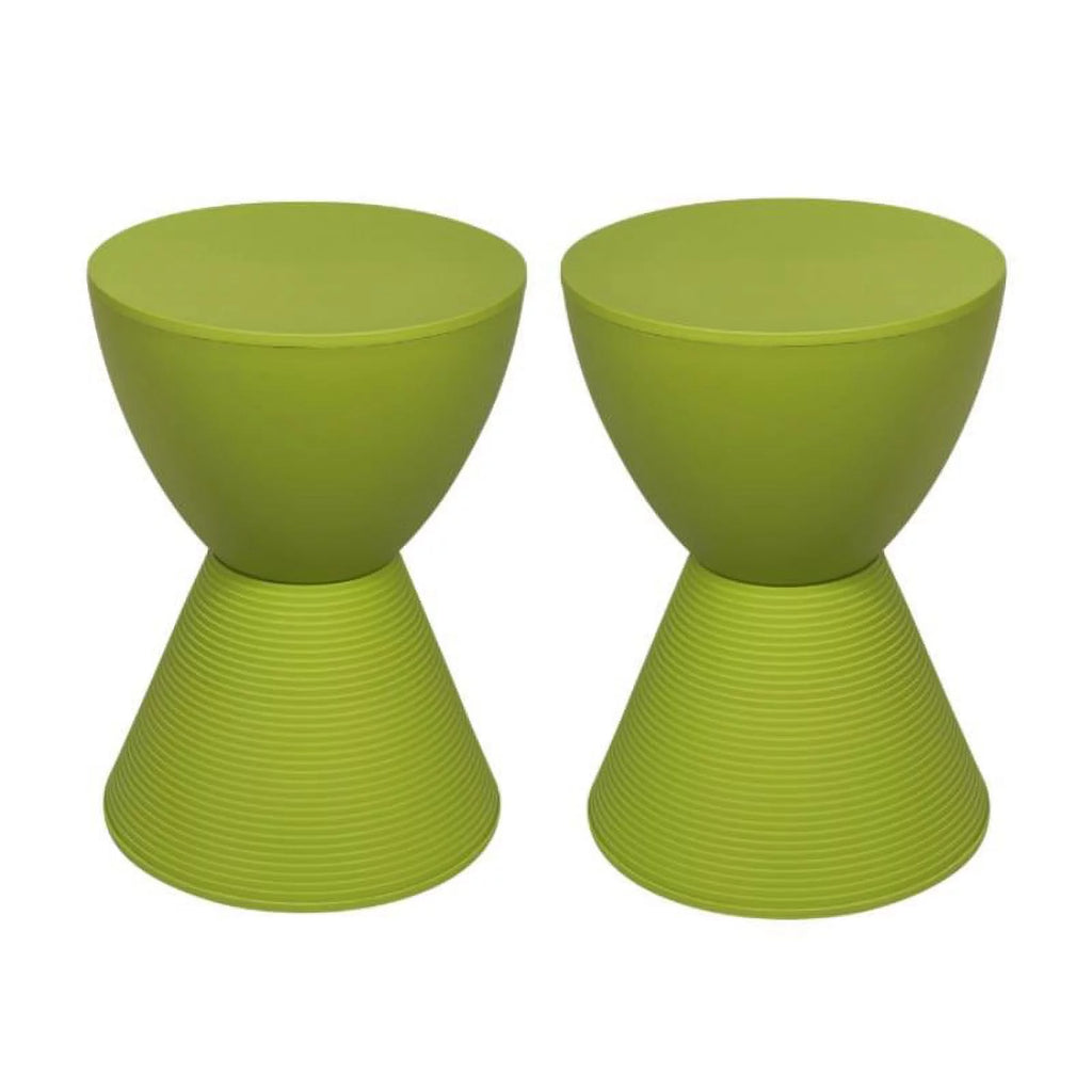 Green Plastic Round End Table Set of 2 U48770