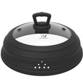 11.8 inch Vented Glass Microwave Splatter Cover with Collapsible Silicone, Black E8625