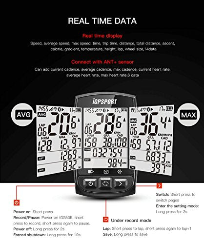 GPS Bike Computer Wireless Cycling Computer with ANT+ Function Bike Speedometers Cycle Computer with Bike Mount Y7908