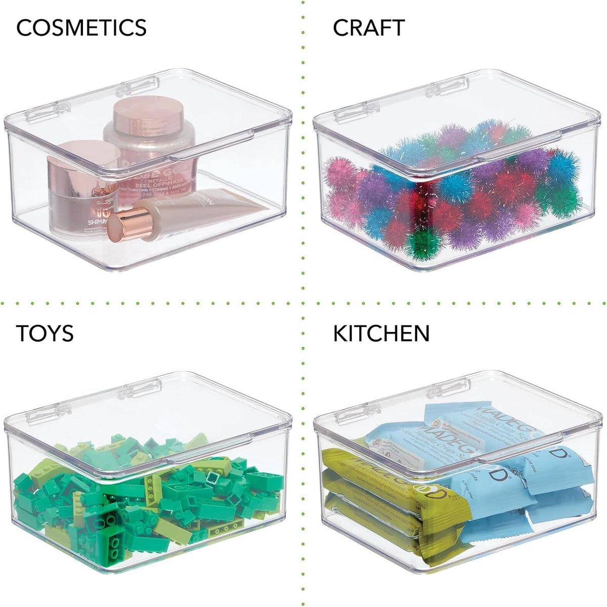 Clear Plastic Storage Bin with Lid, 8 Pack U623