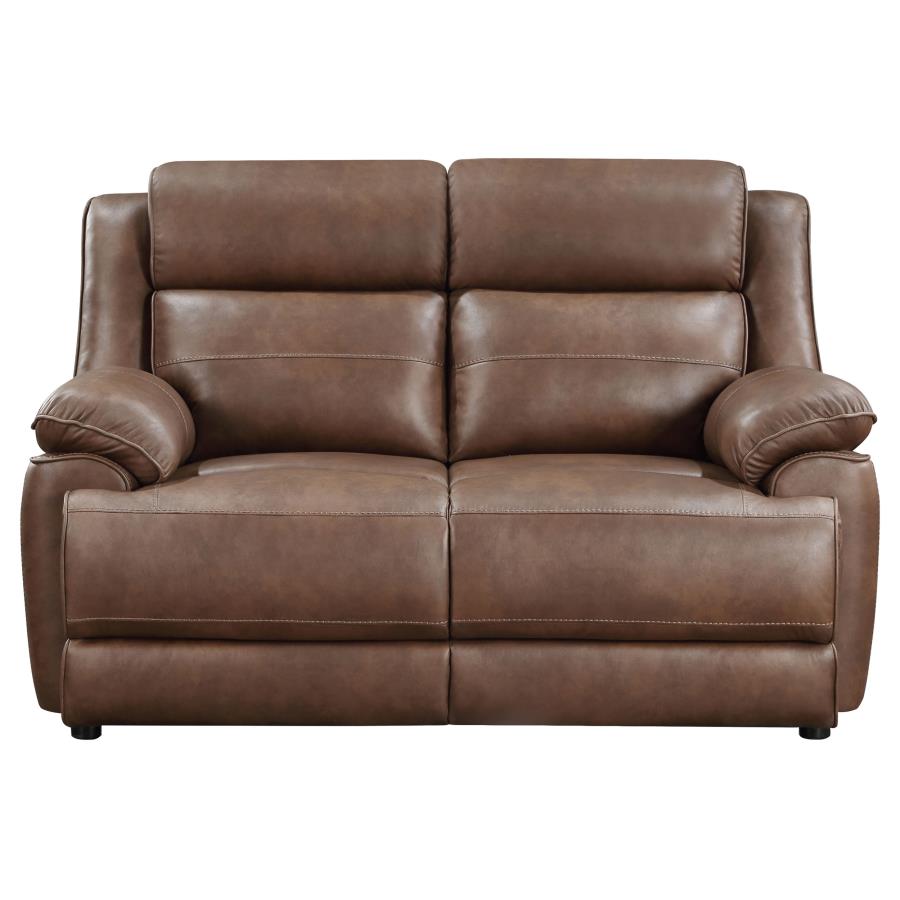 Dark Brown Upholstered Arm Loveseat L44145