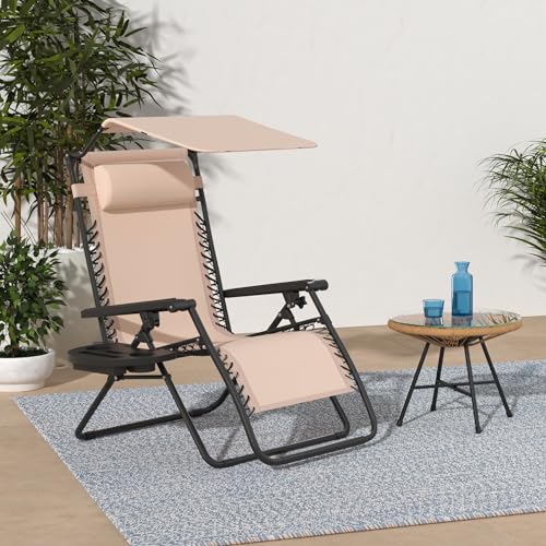 Beige Textilene Mesh Zero Gravity Recliner Chair D929